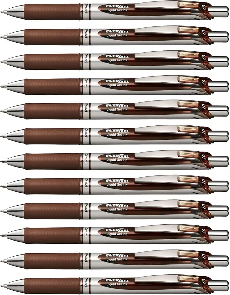 Pentel EnerGel XM BL77 Gelschreiber mit Druckmechanik, braun (12 Stück)