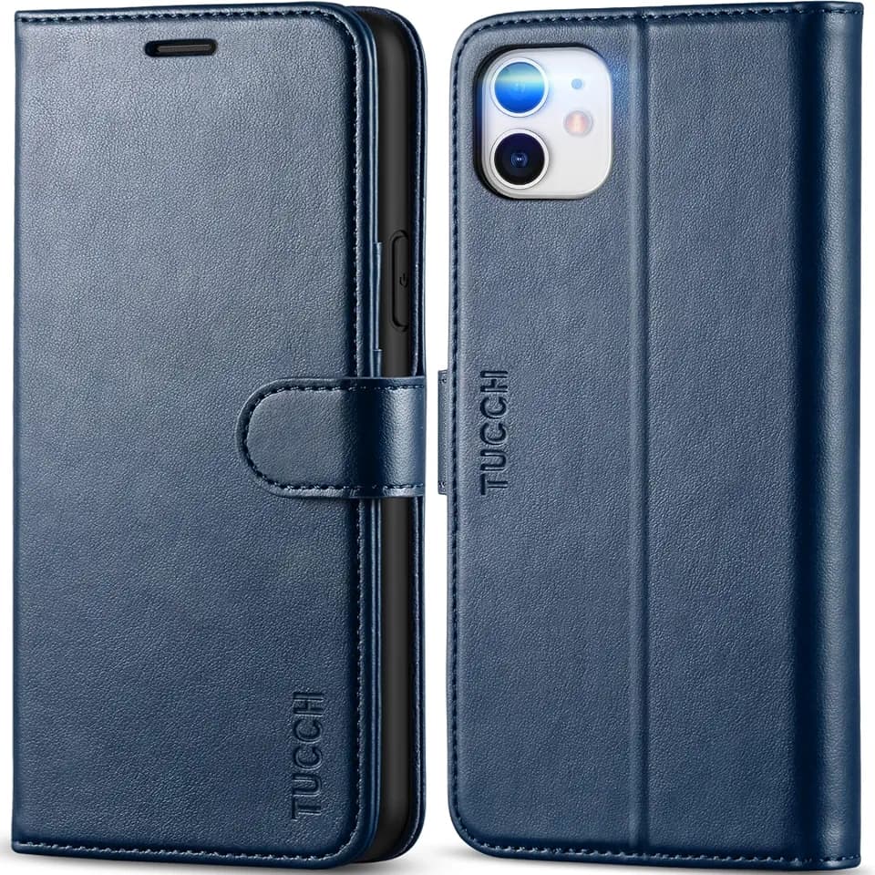 TUCCH Wallet Case for iPhone 11 (6.1") 2019, 3 Card Slots, Dark Blue