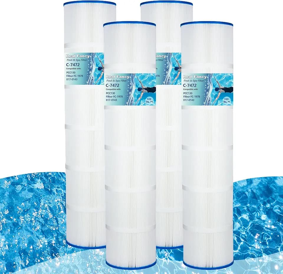 CCP520 Pool Filter Cartridges Replaces Pentair CCP520, PCC130, Unicel C-7472, Filbur FC-1978, FC-6475, Clean and Clear Plus 520, 817-0143, 178585, 125 Sq. Ft. L x OD: 32 1/16"x 7", 4 Pack