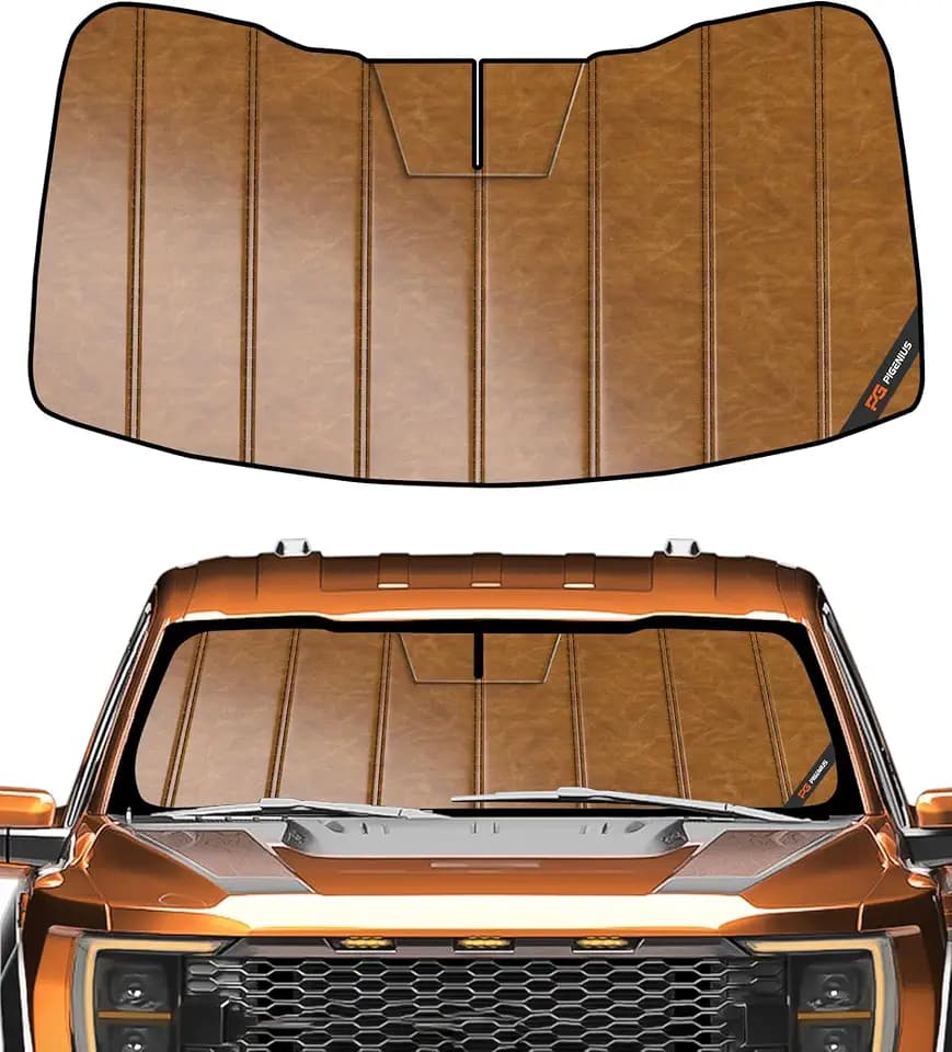 Pigenius Windshield Sunshade for Ford F-150 2021-2026, Front Window Shade - Leather
