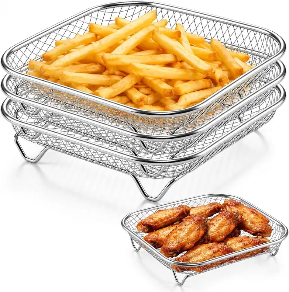 P&P CHEF 7.72” Square Air Fryer Rack Set of 3, Air Fryer Basket for Oven
