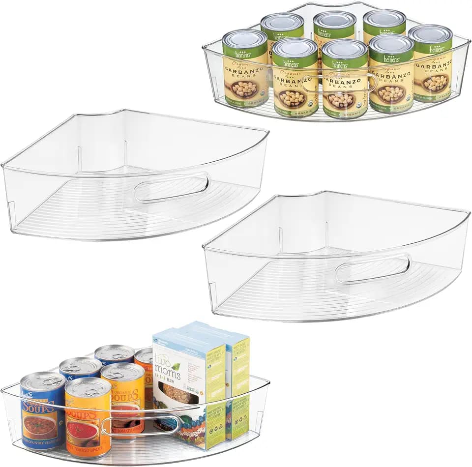 iDesign Clear Plastic 1/4 Wedge Bin, 4-Pack
