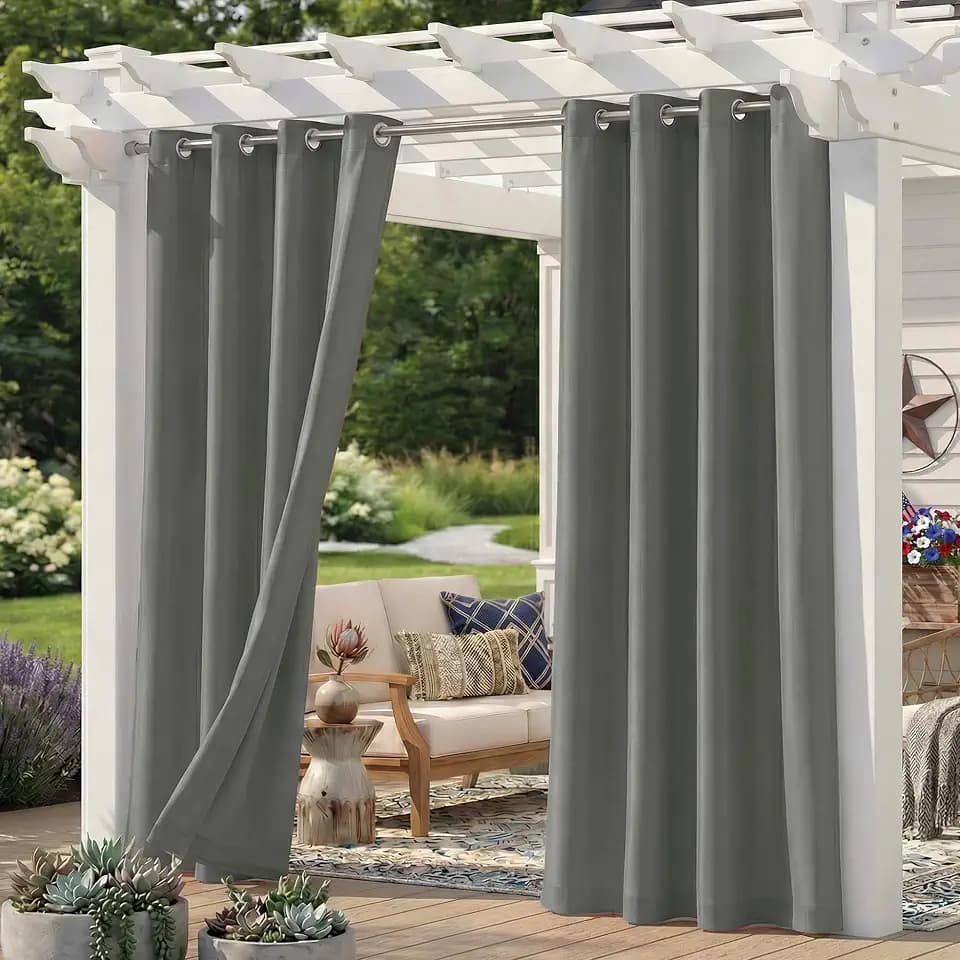 Set of 4 Outdoor Curtains for Patio Waterproof, Breathable Grommet Panels for Porch, Pergola & Gazebo, Light Filtering, Weatherproof, 54W x 84L Inches, CharcoalGrey