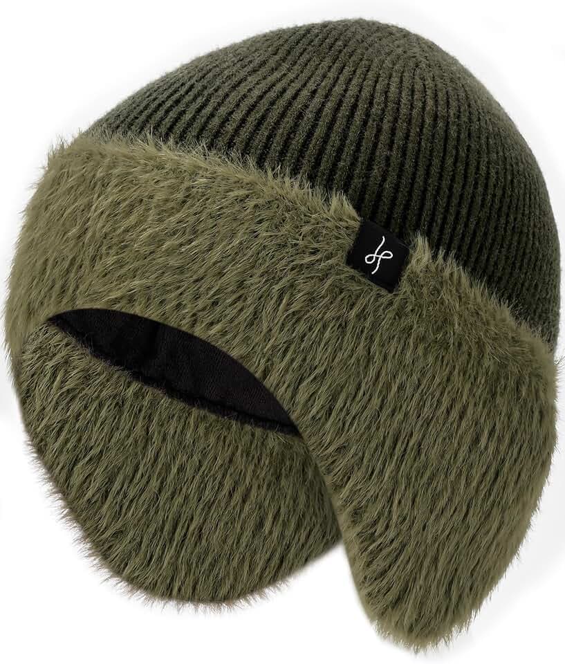 HAMUNI Winter Fleece-Beanie mit Ohrenschützern,Warme Winddichte Strickmütze für Damen & Herren, Ideal für Skifahren, Wandern & Outdoor-Aktivitäten