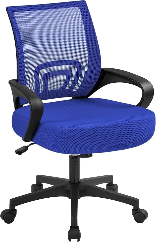 Yaheetech Bürostuhl Ergonomisch mit Netzbespannung und Armlehnen, Blau