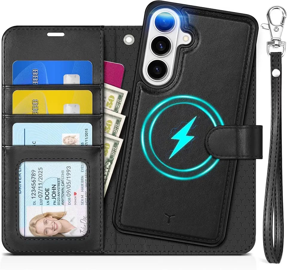 TUCCH 2-in-1 Detachable Wallet Case for Galaxy S26 (6.3") 2026, Black