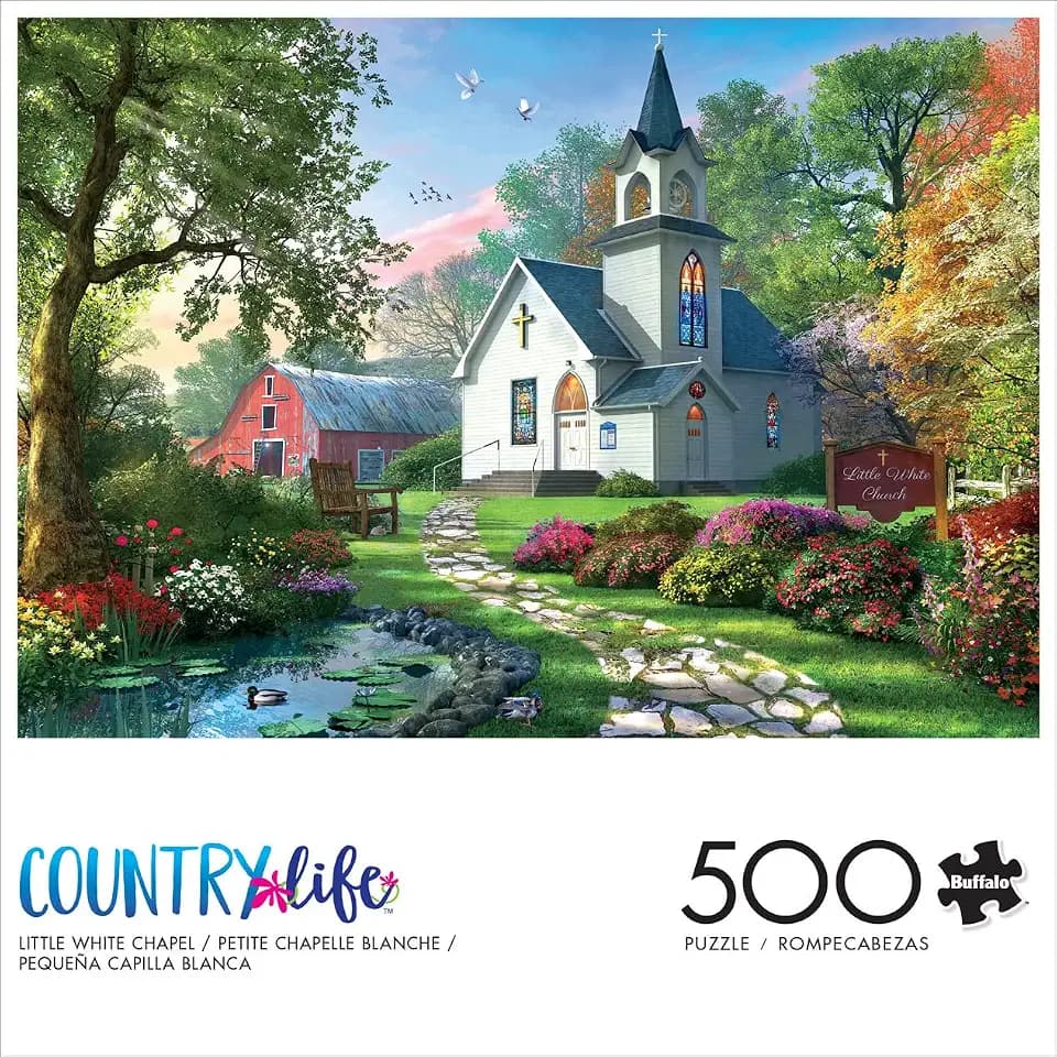Buffalo Games - Little White Chapel - 500 Piece Jigsaw Puzzle for Adults