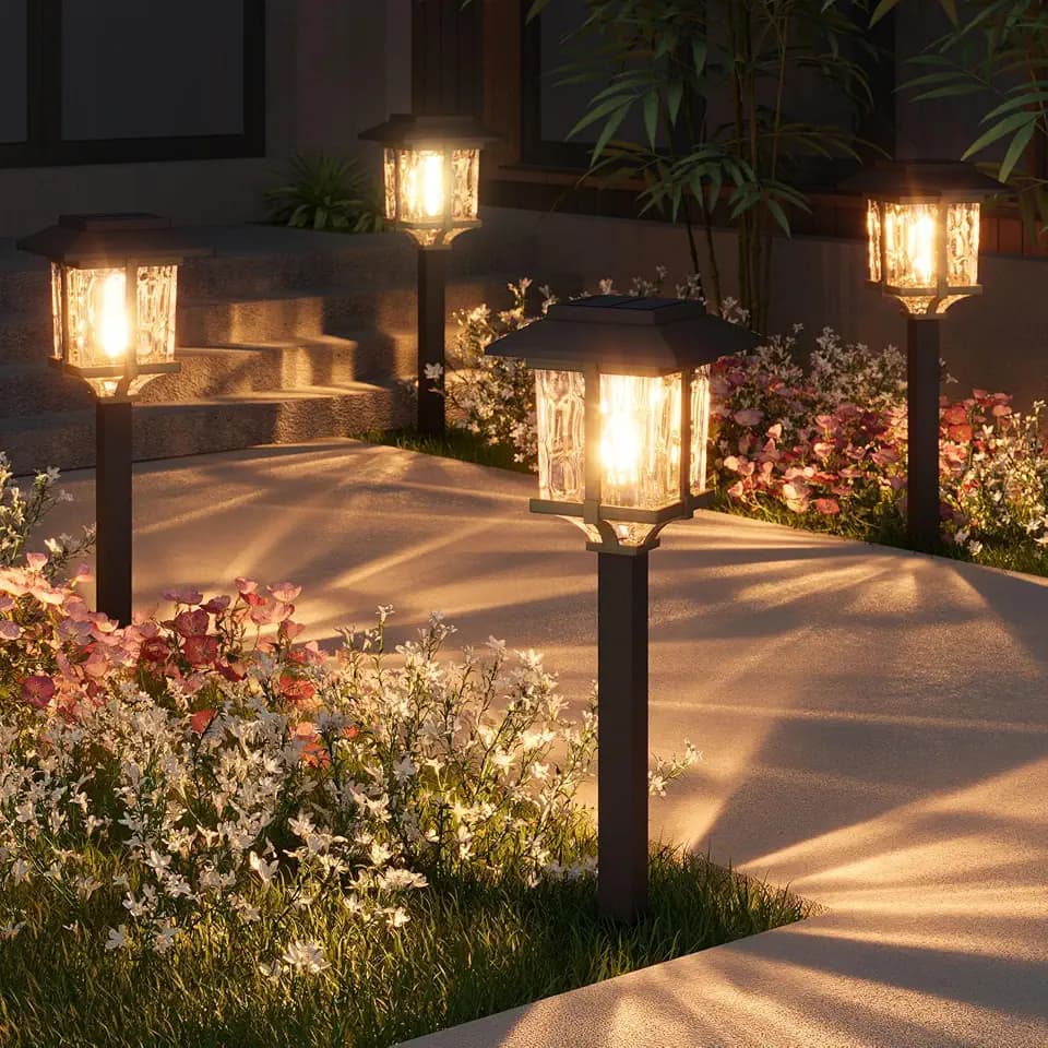 XMCOSY+ Solar Pathway Lights Outdoor 4 Pack, Warm White Solar Garden Lights