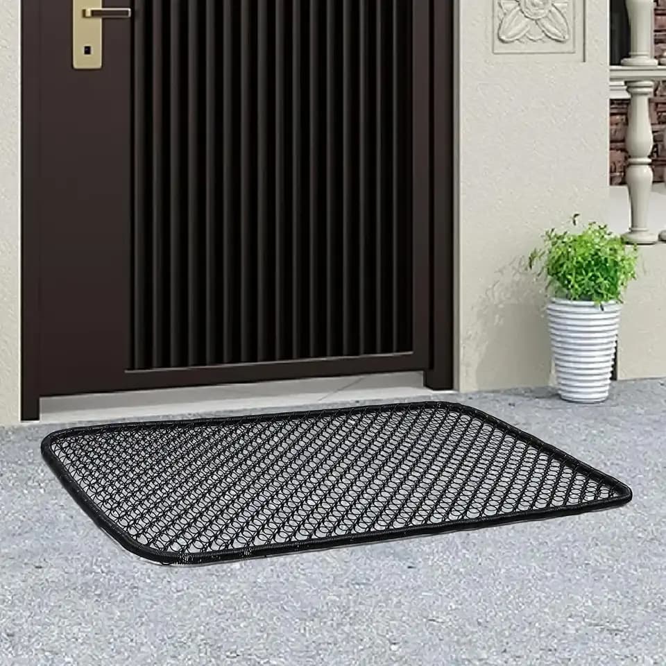 Metal Door Mat Waterproof All Weather Mat 19.7"x31.5" for Garden, Black