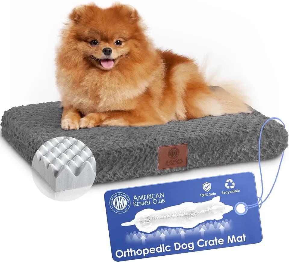 AKC Orthopedic Memory Foam Dog Crate Mat, 24" x 19", Gray