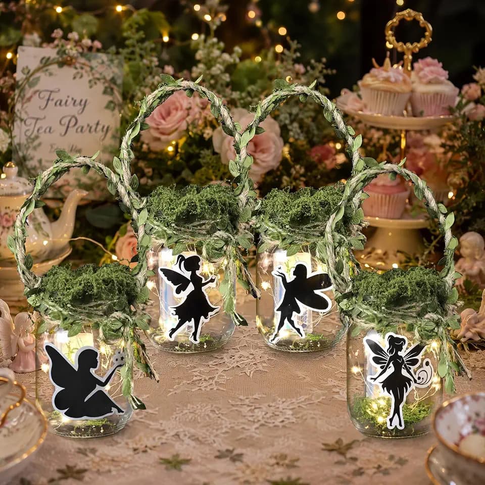 RattanView 4 Sets Fairy Lantern Craft Kit, Enchanted Forest Jar DIY Decor