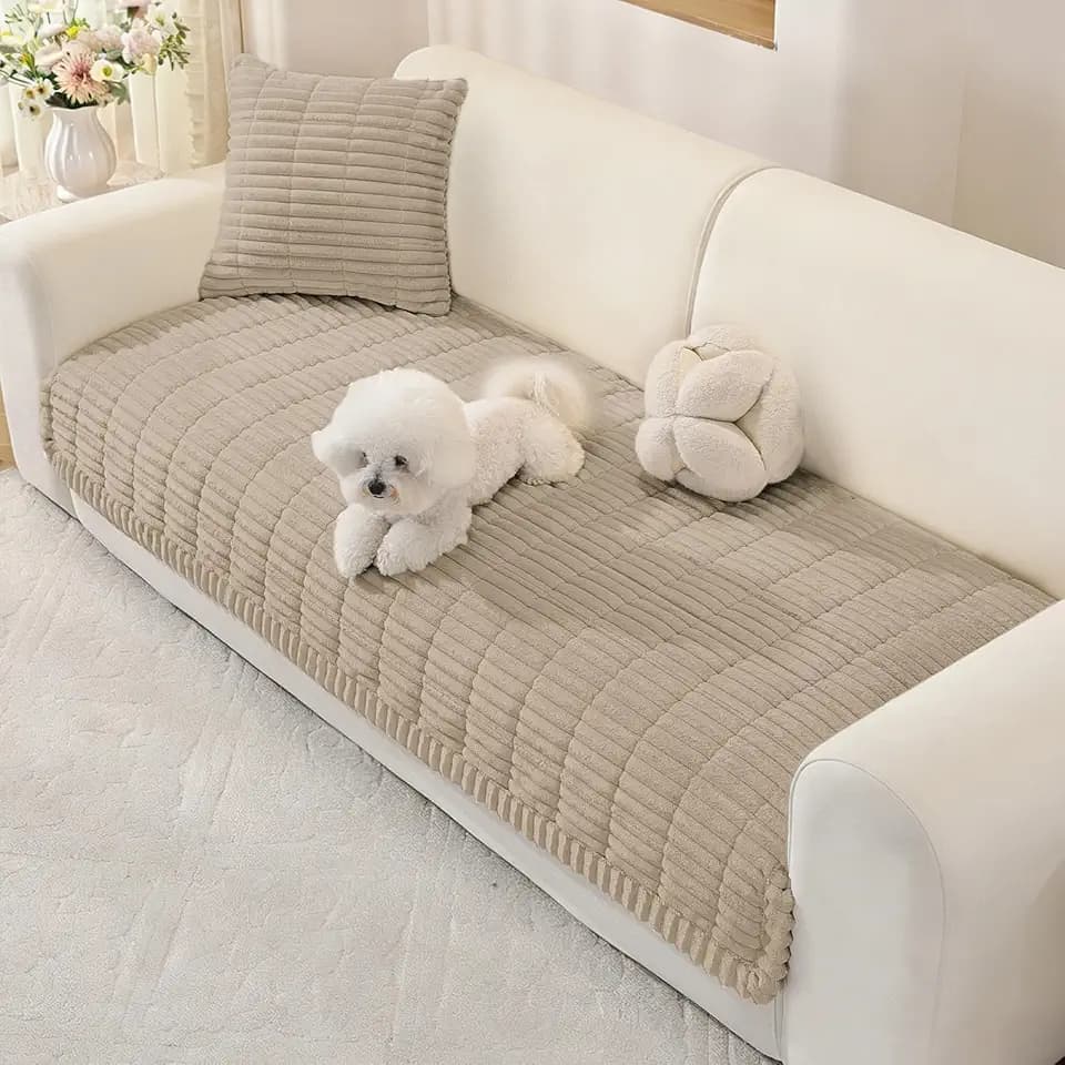 YSTELLAA Sofa Überzug Universelle 1/2/3/4 Sitzer, Anti-Rutsch Sofabezug Flanell, Neu Couch Überzug L/U Form, Gemütlich Sofa Cover Für Wohnzimmer(Braun, 90x240cm)