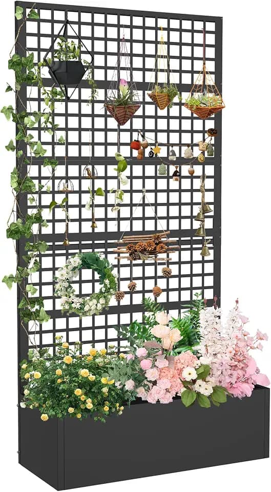 Metal Planter Box with Trellis 36" L x 16" W x 72" H