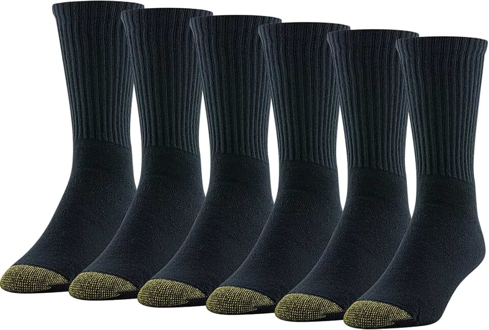GOLDTOE Men's Cotton Blend Athletic Crew Socks, 6-pairs