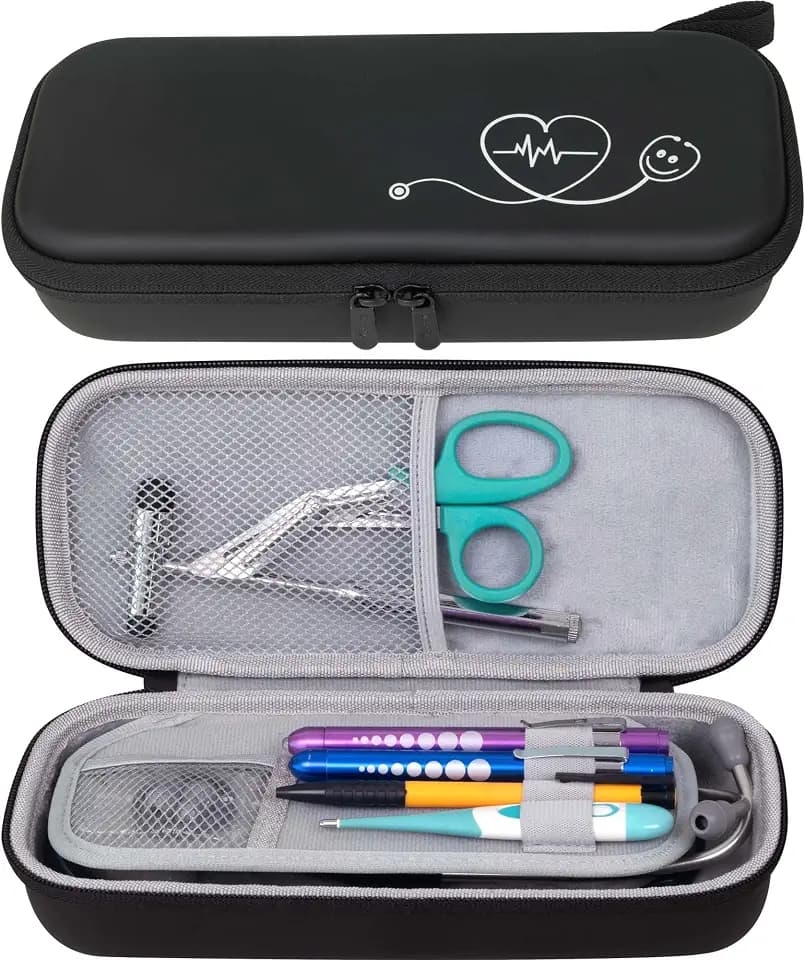 ButterFox Premium Stethoscope Case with Divider and ID Slot for 3M Littmann Classic III, Cardiology IV Diagnostic and More Stethoscopes with Pocket for Nurse Accessories (Black)