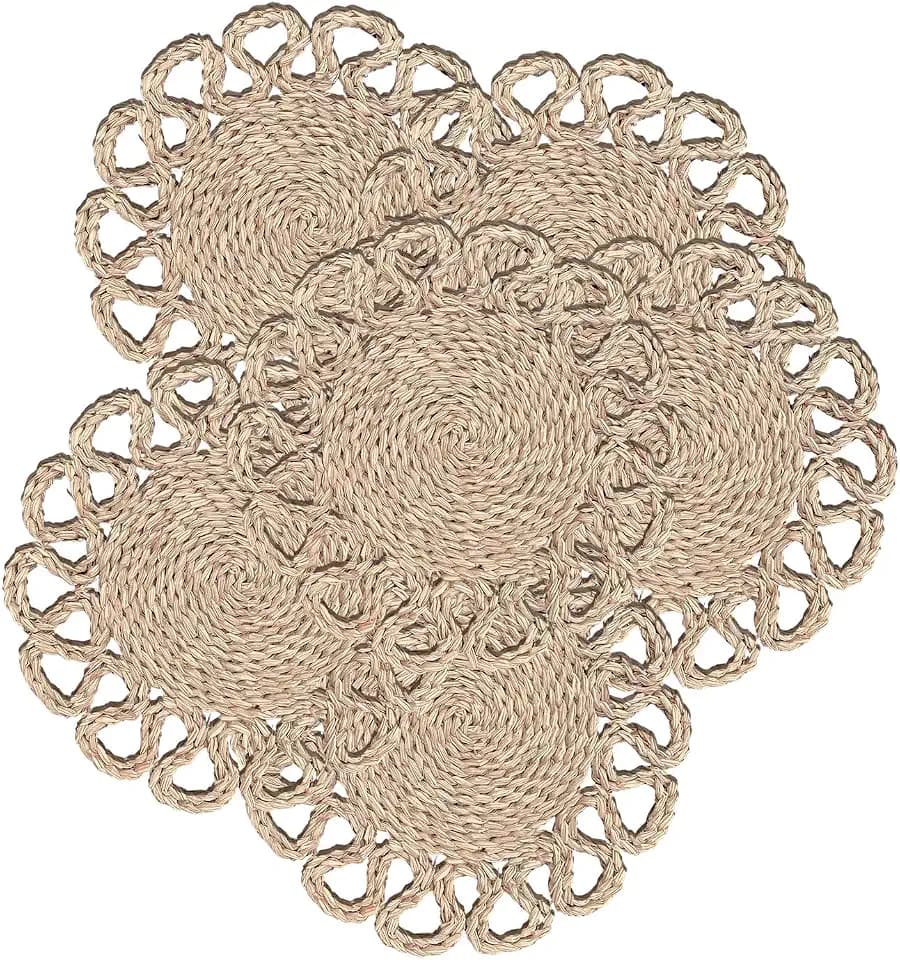 13.8" Set of 6 Round Seagrass Placemats by Laquedecraft
