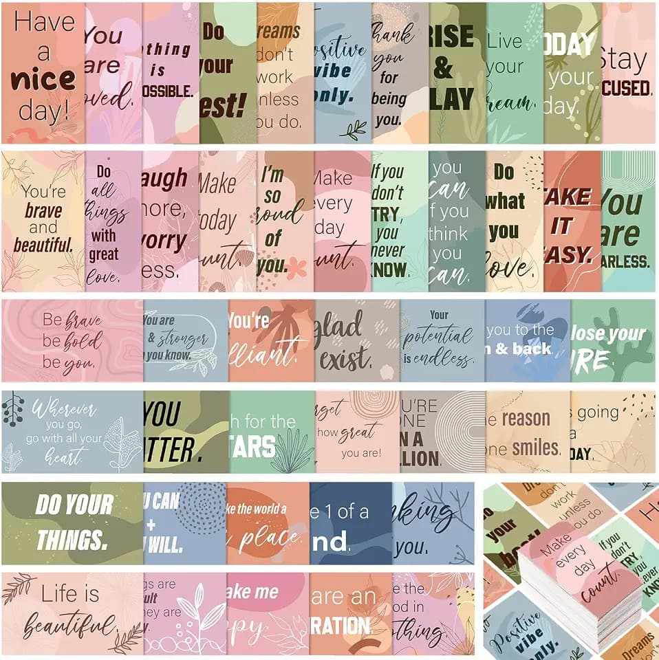 Jinei 300 Motivational Affirmation Cards Mini Quotes Gifts,Bohemian