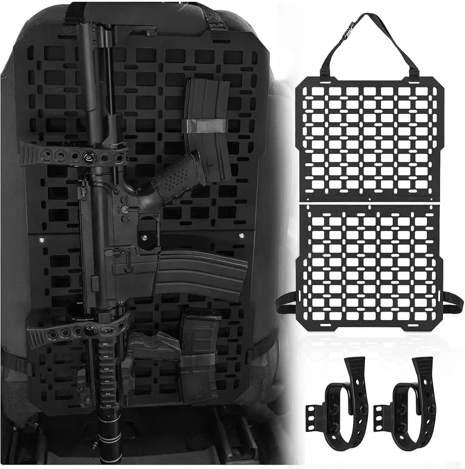 Gun Rack with Seat Back Organizer for Truck, Universal Tactical Molle Panel Mounts Truck Back Seat Organizer
