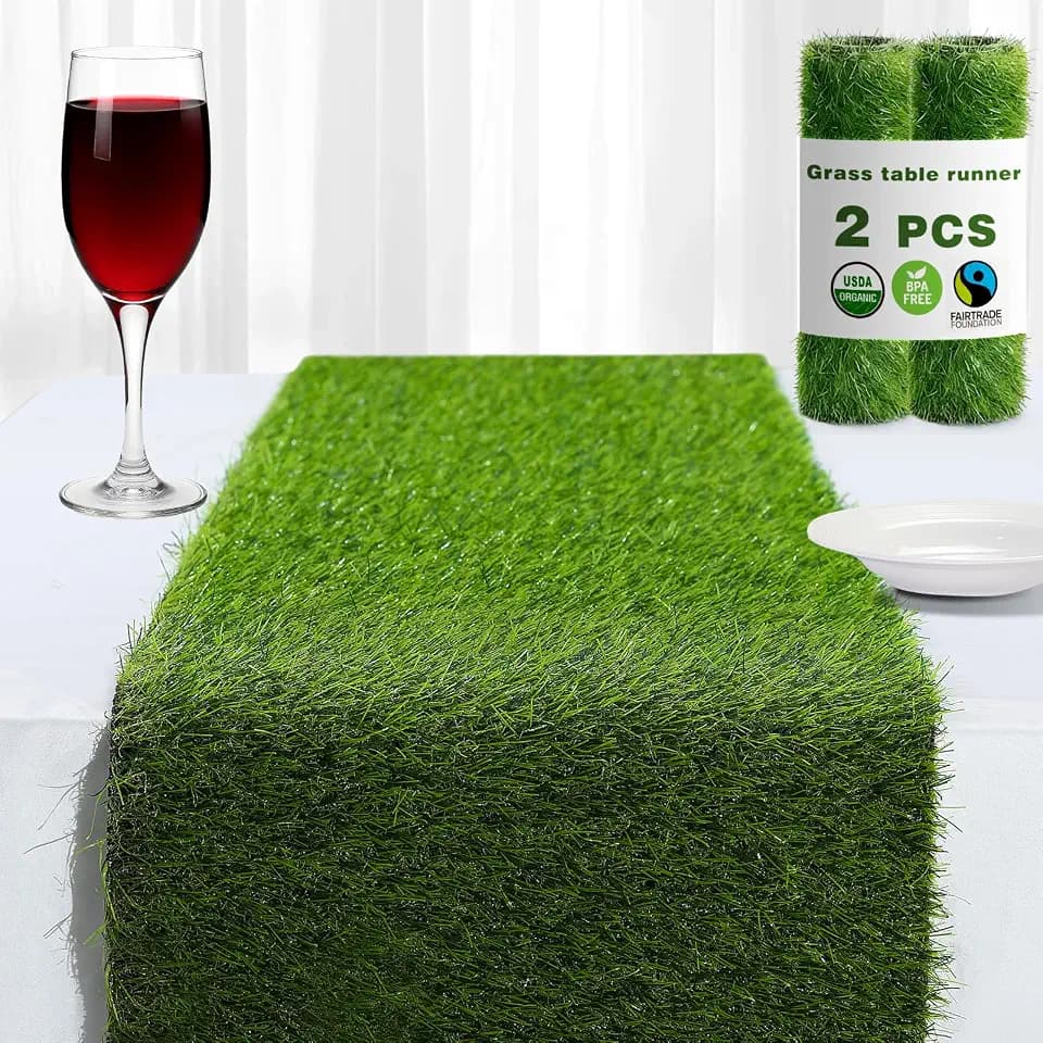 13x108 IN Artificial Grass Table Runner for Indoor & Outdoor Decor (2 Pack)