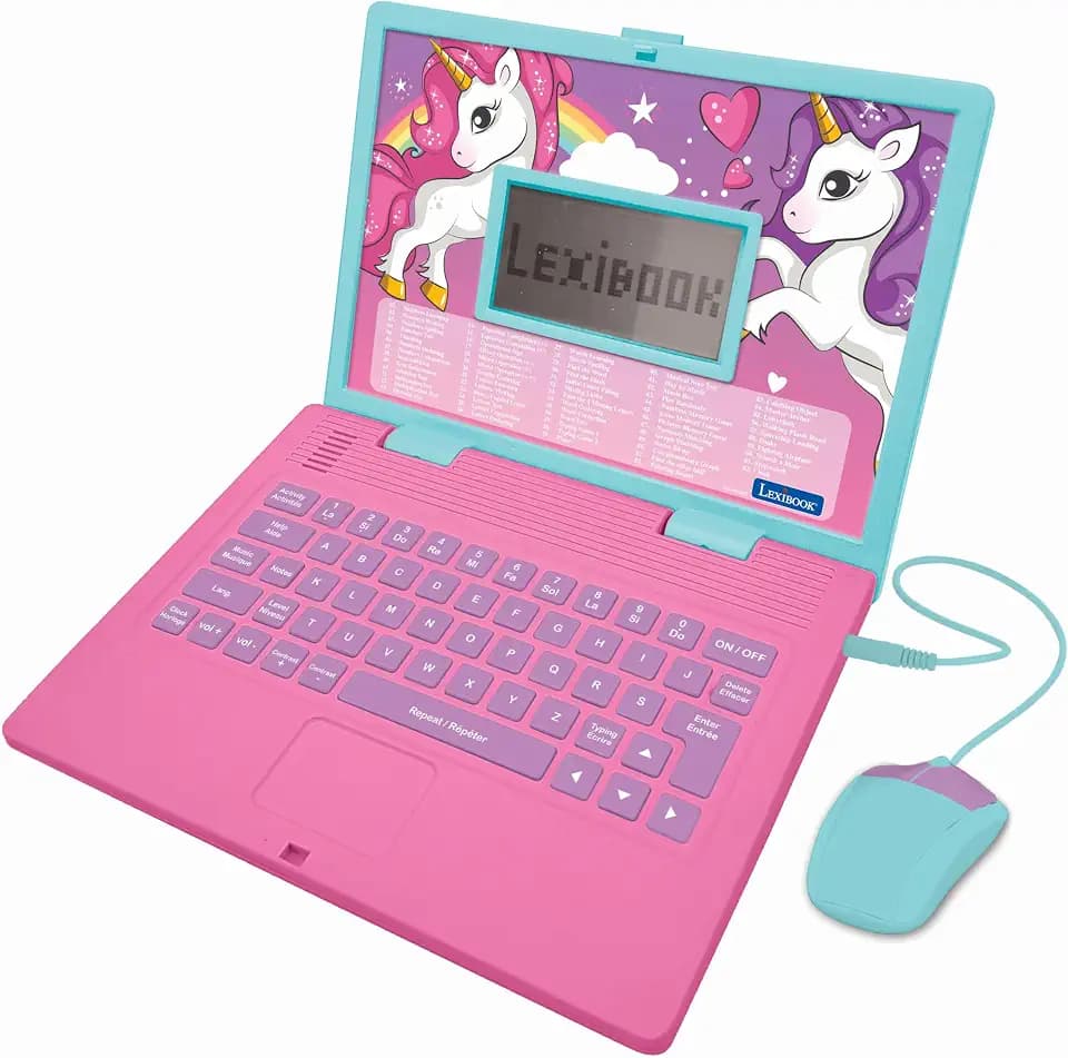 Lexibook, Lerncomputer, zweisprachig, Französisch/Englisch, Einhorn – Spielzeug für Kinder mit 124 Aktivitäten zum Lernen von Sprachen, Mathematik, JC598UNIi1LXB