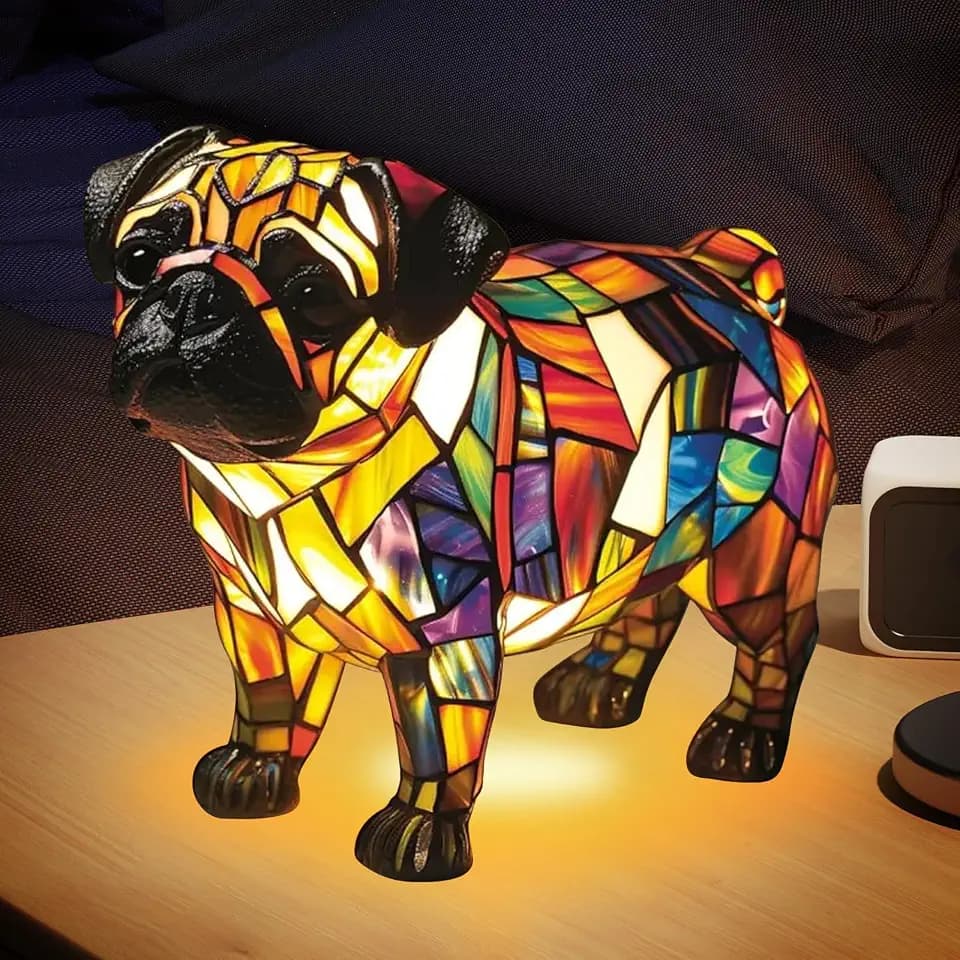 Corgi Lampe und Mops Lampe Niedliche Vintage-Tischlampe Haustier Dekolampe 3D Tischlampe Wohndekor füt Schlafzimmerbeleuchtung für Katzen & Hundeliebhaber