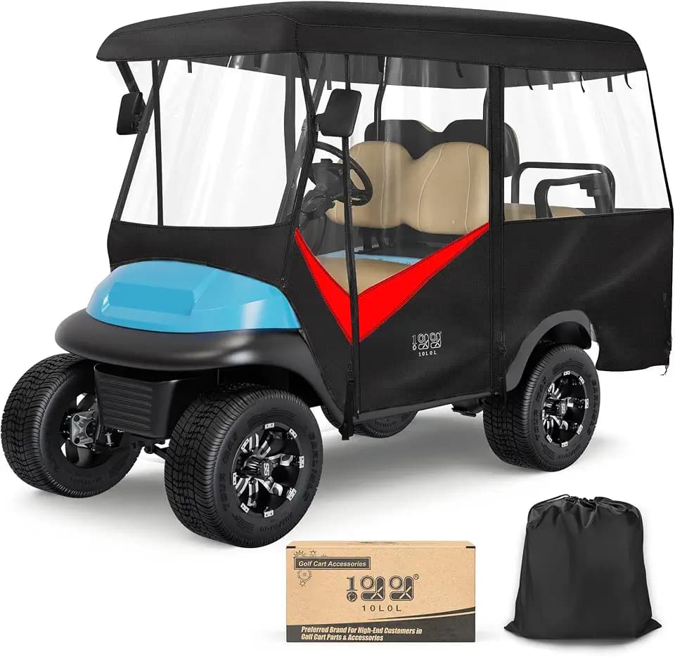 10L0L Golf Cart Enclosure 4 Passenger for 86" Extended Roof Rain Covers