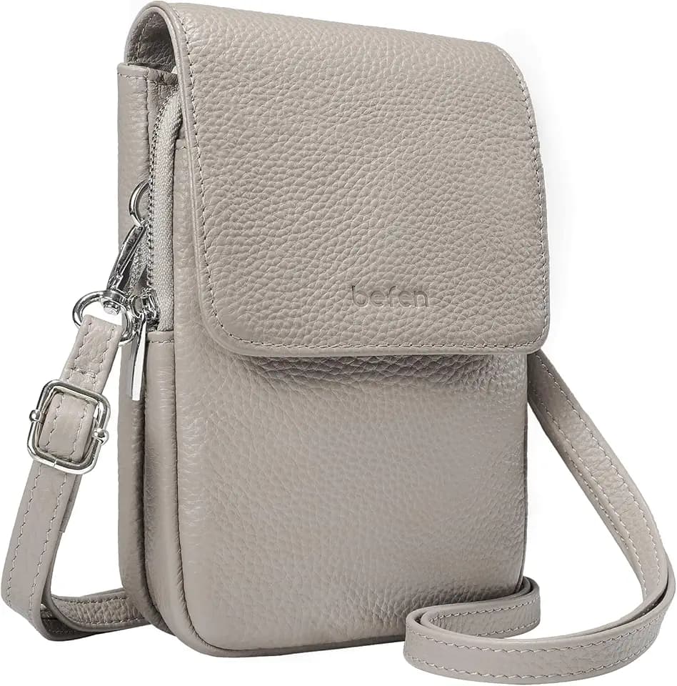 befen Genuine Leather Crossbody Bags for Women, Cell Phone Cross body Purse Bag with RFID Blocking Card Slots