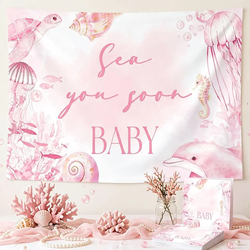 Sea You Soon Baby Shower Decorations Ocean Baby Shower Backdrop Banner Sign