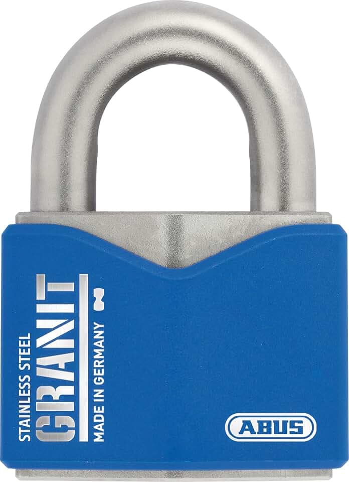 ABUS Vorhängeschloss Granit 37ST/55 - Edelstahl, Außeneinsatz, Level 10 | ABUS-Plus Scheibenzylinder, doppelte Bügelverriegelung - 62x85x30 mm, Bügel-Ø 12 mm - Hochsicherheit