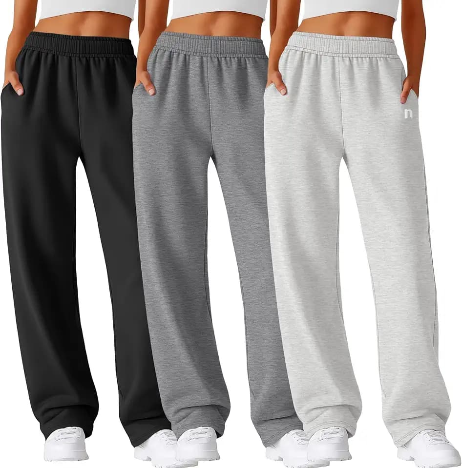 Neer 3 Pack Women Baggy Lounge Sweatpants Wide Leg Athletic Pant