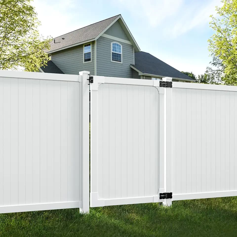 WamBam Cambridge Privacy Gate, White Vinyl No Dig DIY Kit