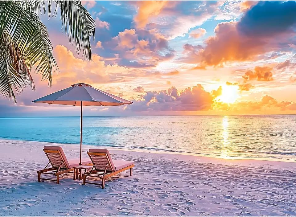 Puzzles for Adults 500 Pieces,Hawaiian Sunset Beach Jigsaw Puzzle for Adult