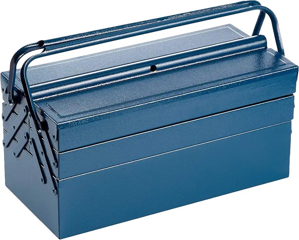Brüder Mannesmann Montage-Werkzeugkasten leer, mit 5 Fächern - Werkzeugkoffer Leergehäuse mit 4 Schwenkfächern und 1 Bodenfach - aus robustem Stahlblech - 46 x 23 x 23 cm | M 211-430