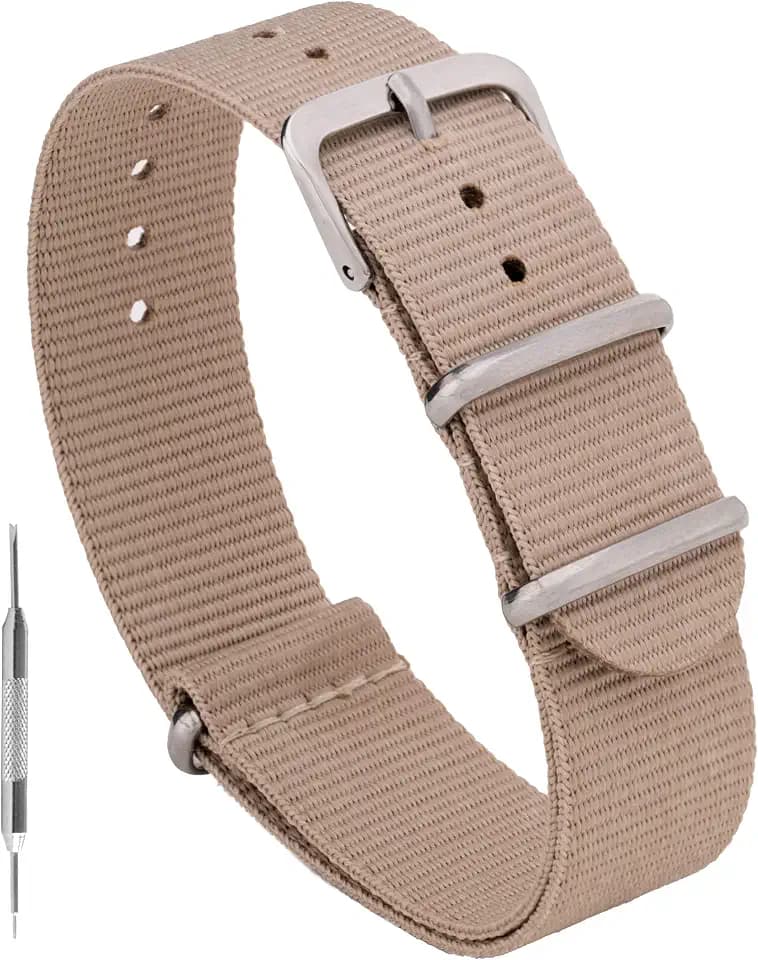 Benchmark Nylon Watch Band - Waterproof Ballistic Nylon One-Piece Military Watch Straps for Men & Women - Choice of Color & Width - 18mm, 20mm, 22mm or 24mm
