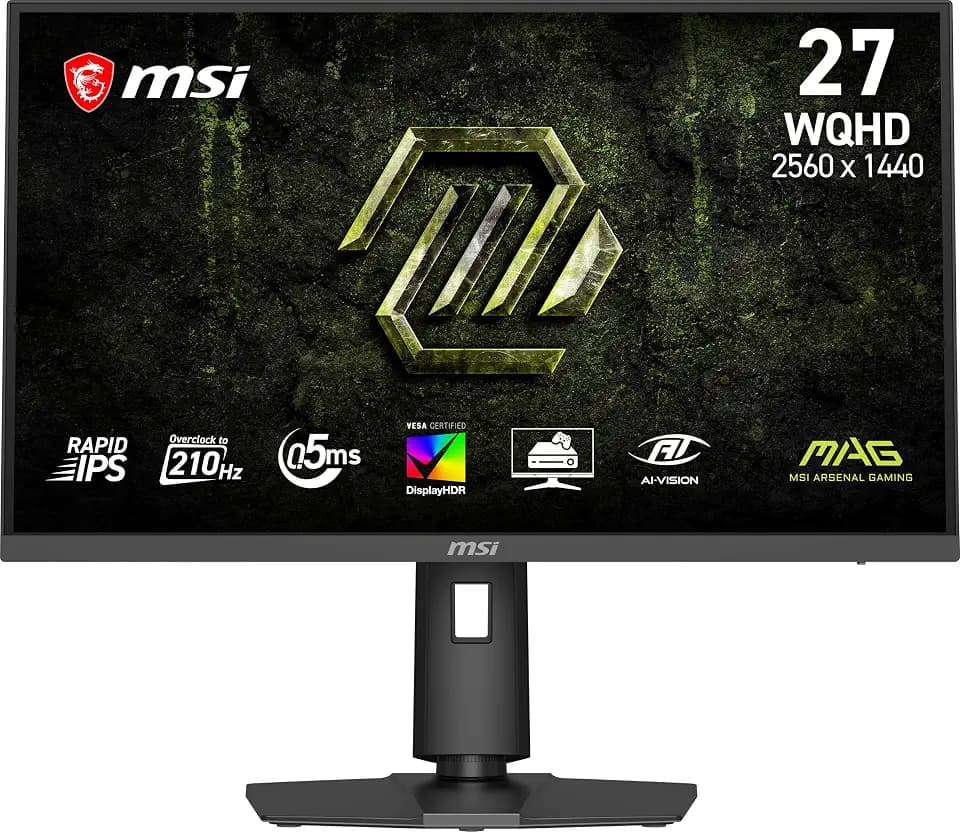 msi MAG 275QPF E21 27-inch 2560 x 1440 (QHD) Gaming Monitor, 210Hz, AMD FreeSync Premium Pro, NVIDIA G-SYNC Compatible, HDMI, DisplayPort, VESA, Tilt, Height Adjustable, Speaker, 0.03ms, Black