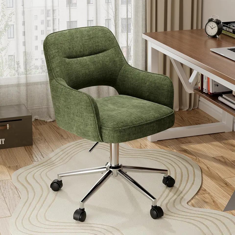 MALOL Drehstuhl Bürostuhl höhenverstellbar, Moderner Schreibtischstuhl mit Rollen, Ergonomischer Bürostuhl mit Armlehnen, 360° drehbar, Design für Büro, Homeoffice, Wohnzimmer, Grün