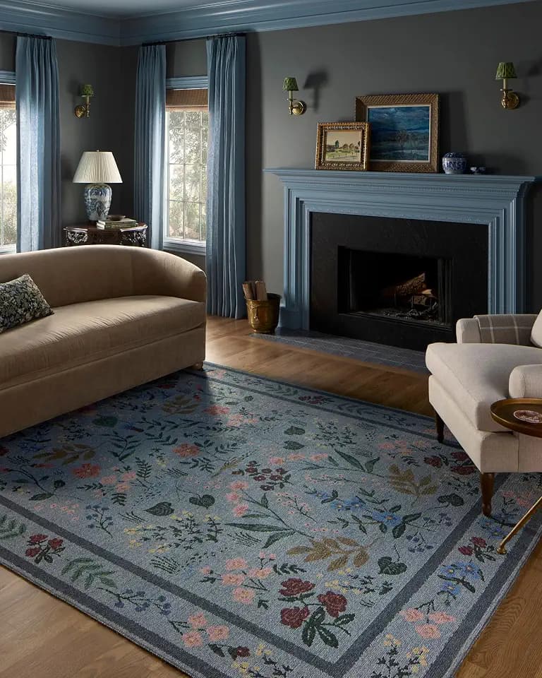 Loloi Rifle Paper Co Wildwood Blue 2'-6" x 7'-6" Runner Rug