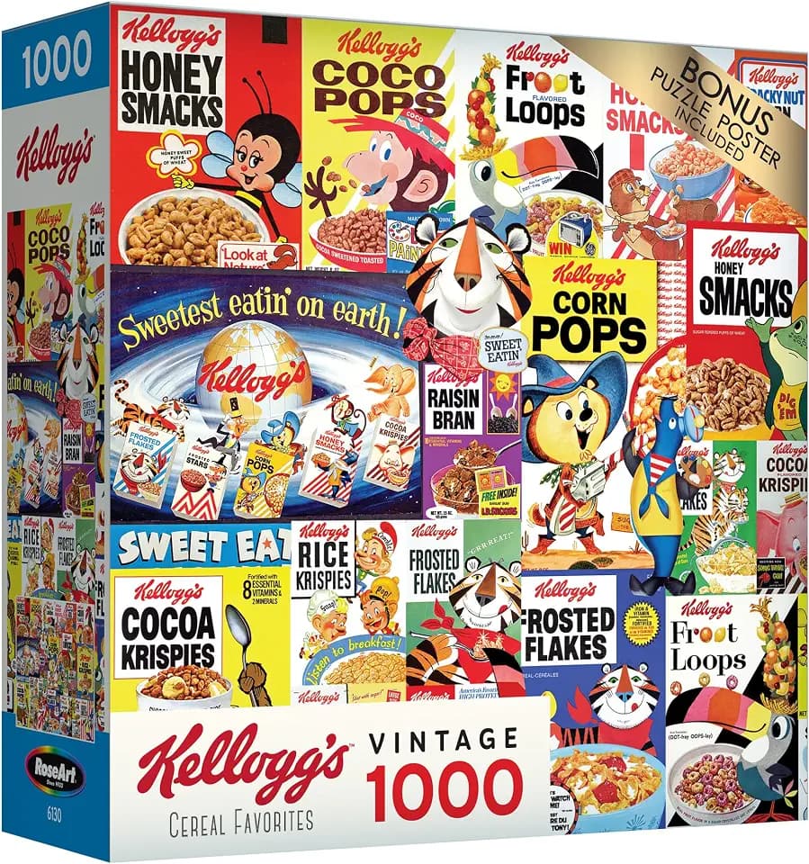 RoseArt - Kellogg's - Cereal Favorites - 1000 Piece Jigsaw Puzzles for Adults