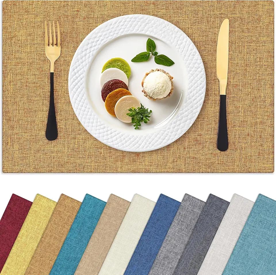 Homaxy Cloths Placemats for Dining Table Set of 8, 13" x 19", Amber
