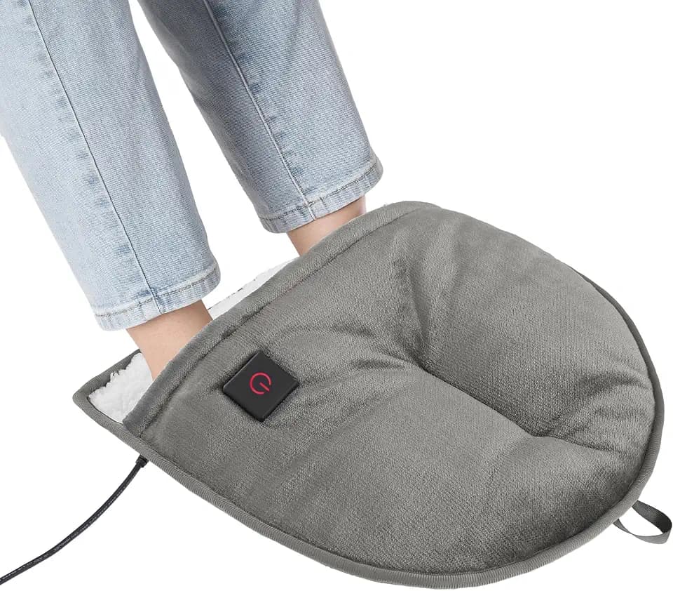 Brookstone Electric Foot Warmer with 4 Heat Settings, Sherpa Lined