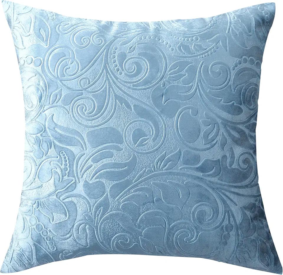 TangDepot Embossed Velvet Throw Pillow Cover-(20" x 20", C03 Powder Blue)