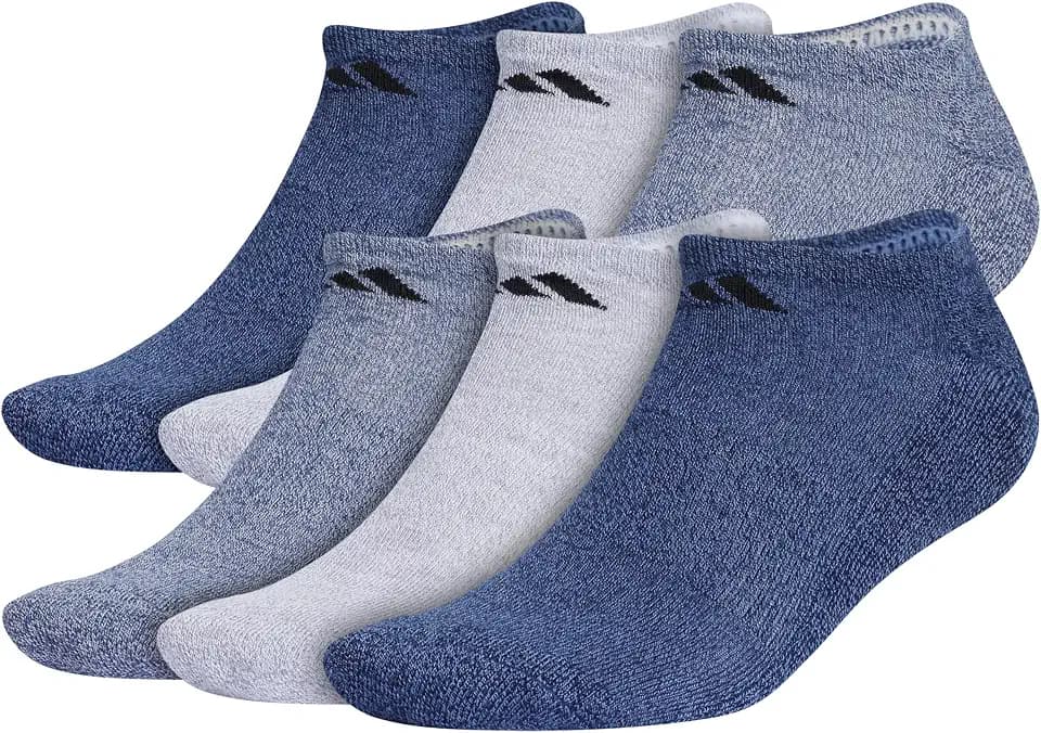 adidas Men's Athletic Cushioned No Show Socks 6 Pairs