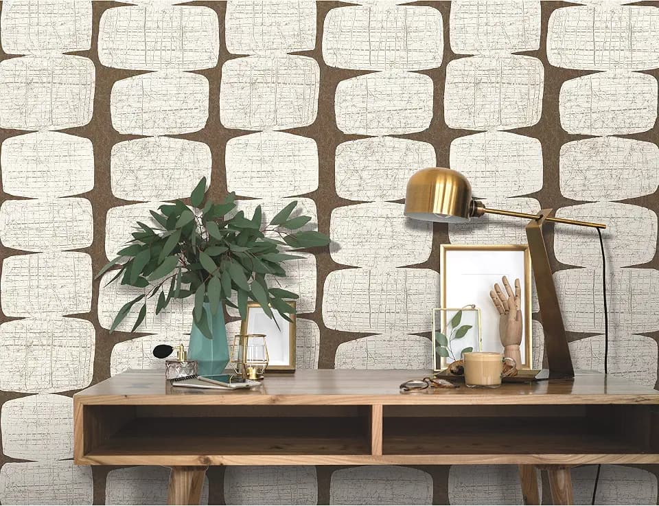 RoomMates Mid-Century Beads Peel and Stick Wallpaper, Brown