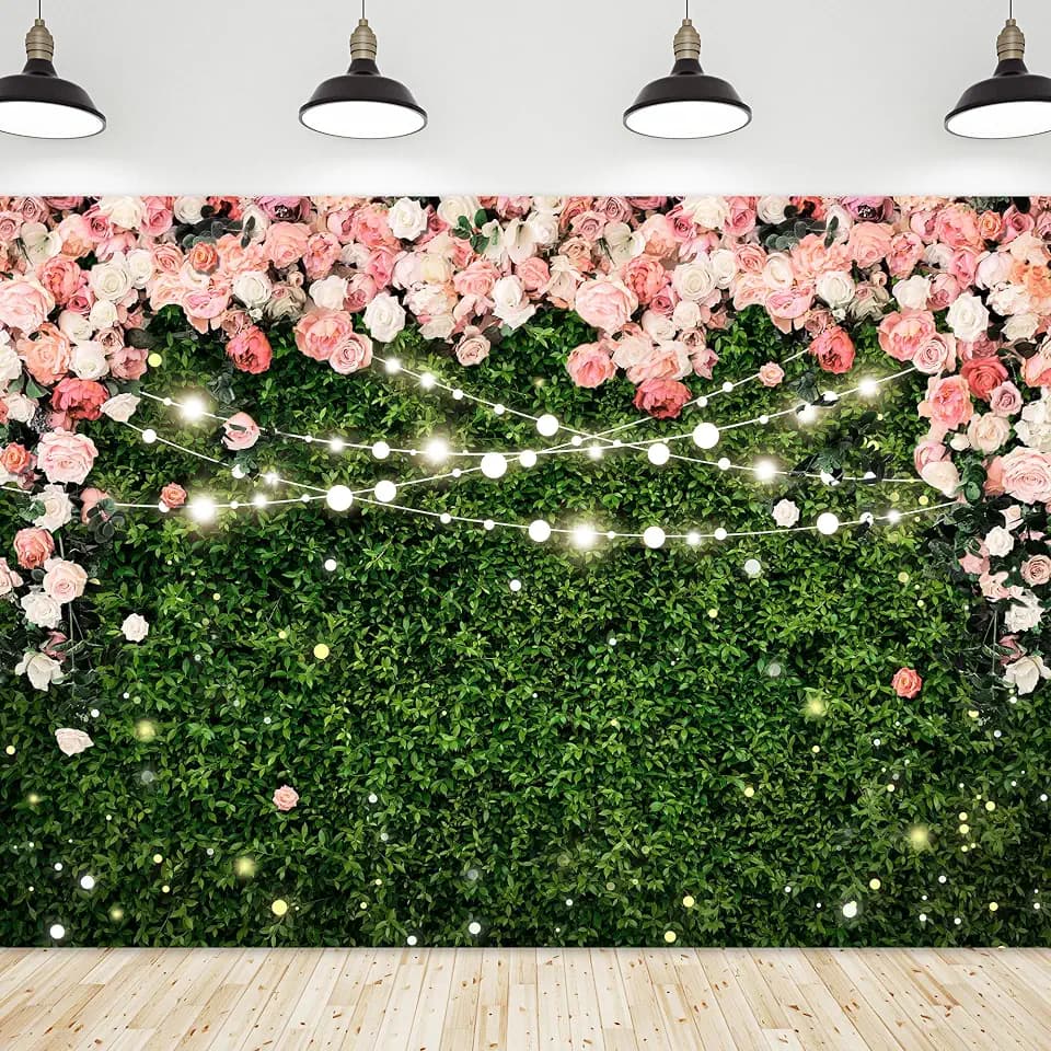 Pink Rose Green Leaves Rustic Flower Photography Backdrop