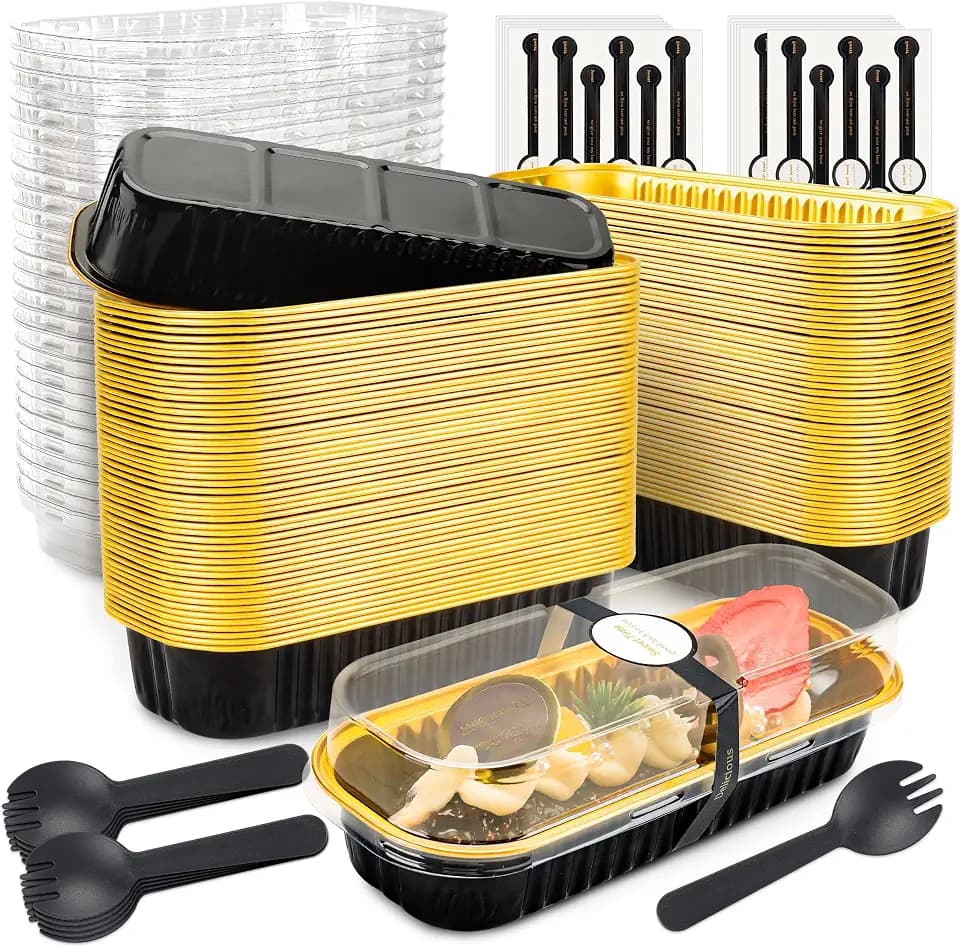 NPLUX Halloween Mini Baking Pans with Lids, 6.8oz 120 Pack for Sharing