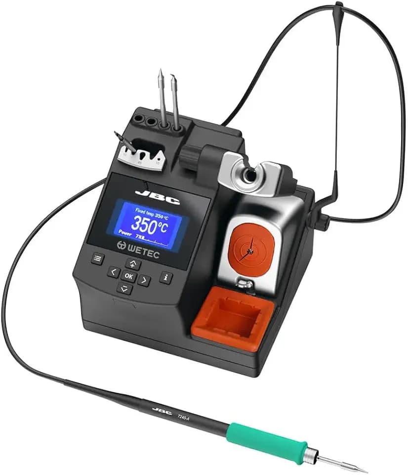 JBC Kompakt-Lötstation CD-2BQF WETEC Edition – Digitale Lötstation mit T245-A Lötkolben, 150+ Lötspitzenoptionen, Sleep/Hibernation-Modus, integriertes Reinigungssystem, USB-Schnittstelle