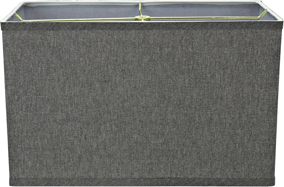Aspen Creative 36007 Rechteckiger Lampenschirm mit fester Rückseite, Spinnenkonstruktion, (20,3 cm + 40,6 cm) x 25,4 cm, Grau