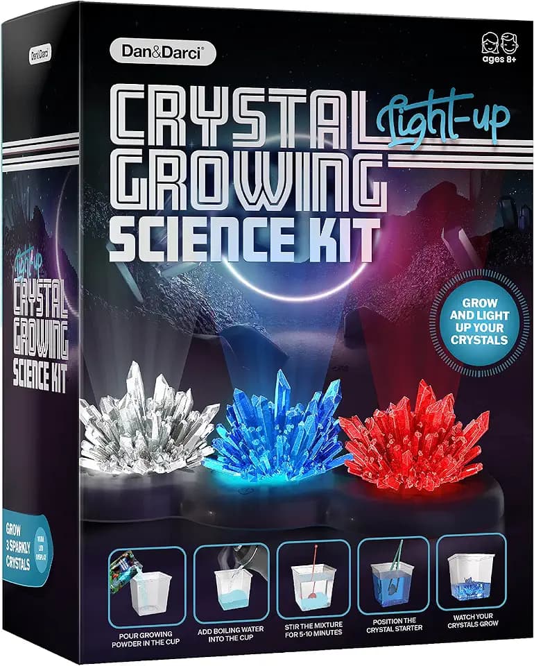 Light-up Crystal Growing Kit for Kids - Science Kits for Kids Age 8-12 - 6 7 8 9 10 Year Old Boy Birthday Gifts - Gifts for Girls - STEM Toys for 7 Year Old Boys, Experiment Crafts for Age 10-12 Years