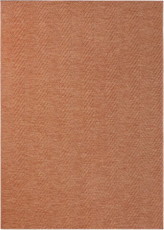 TOWN & COUNTRY BASICS Pax Herringbone Textured Solid Everwash® Washable Area Rug, Low Pile, Non-Slip Backing, Easy Clean Pet & Family Friendly Rug, Rust, 7'10"x10'2"