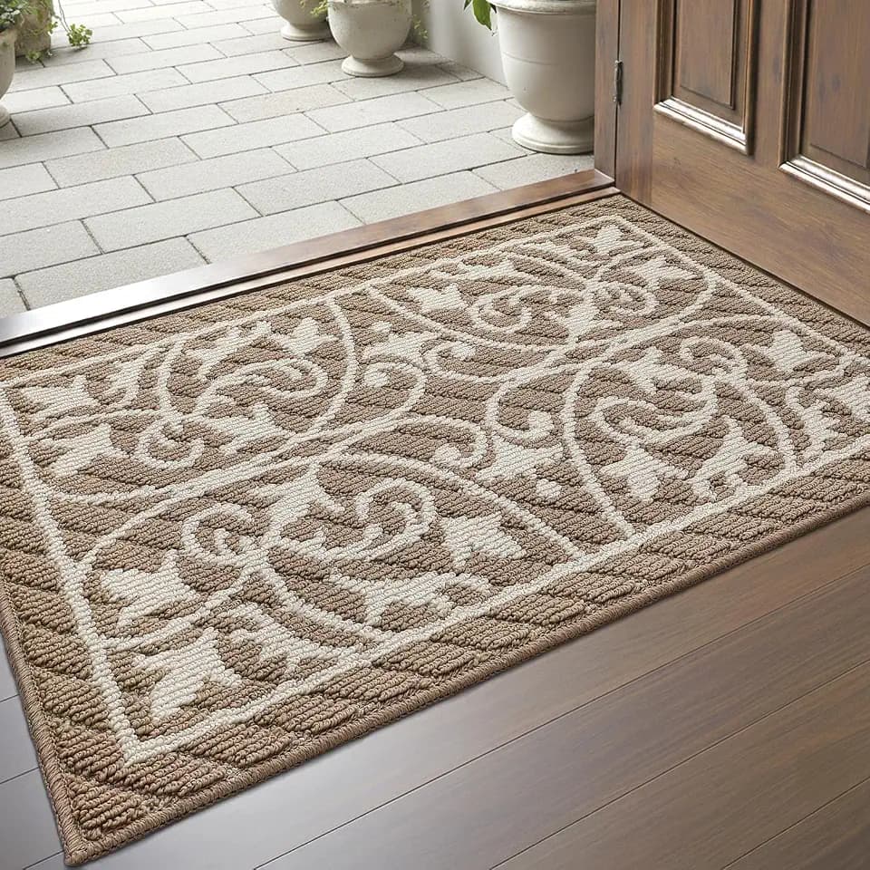 DEXI Front Door Mat Indoor Entryway 24x36 Inside Entrance Doormat Brown